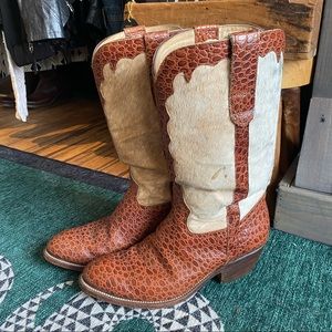 Vintage Cimarron - Cowhide Alligator Skin Cowboy Boots - Women’s 10